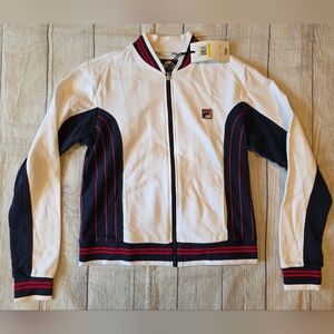 Fila Women's Size Medium Settanta II Jacket Full Zip White Navy Red New Tag $95